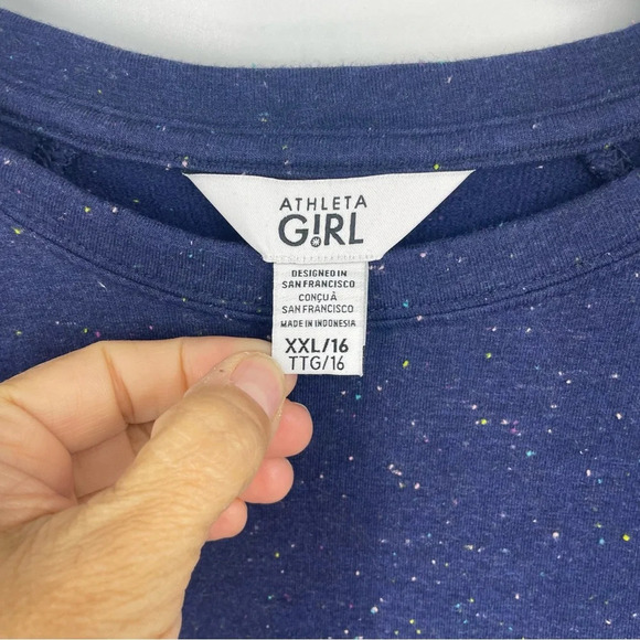 Athleta Girl speckled sweatshirt with pockets XXL would fit womens XS - Picture 2 of 6
